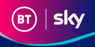 BT and Sky broadband logos