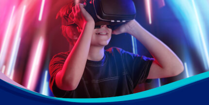 Kid using VR headset