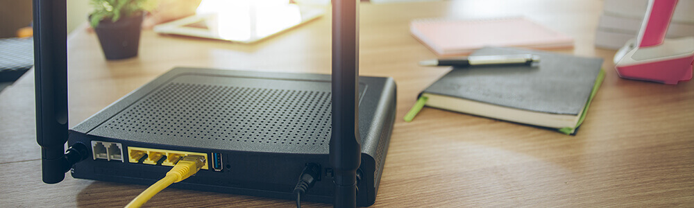 Broadband router on a desk